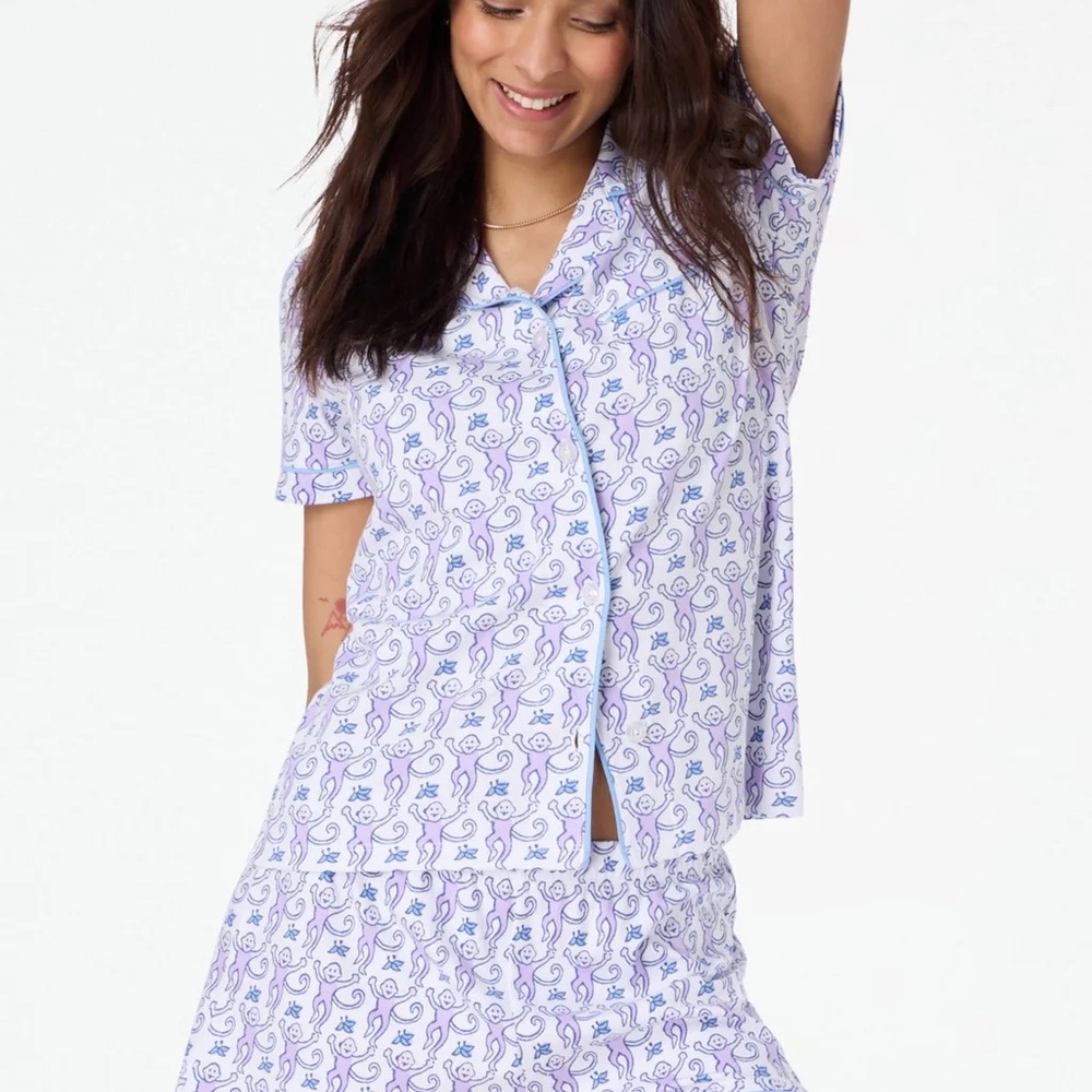 Roller Rabbit Purple Monkey Polo Pajama Set